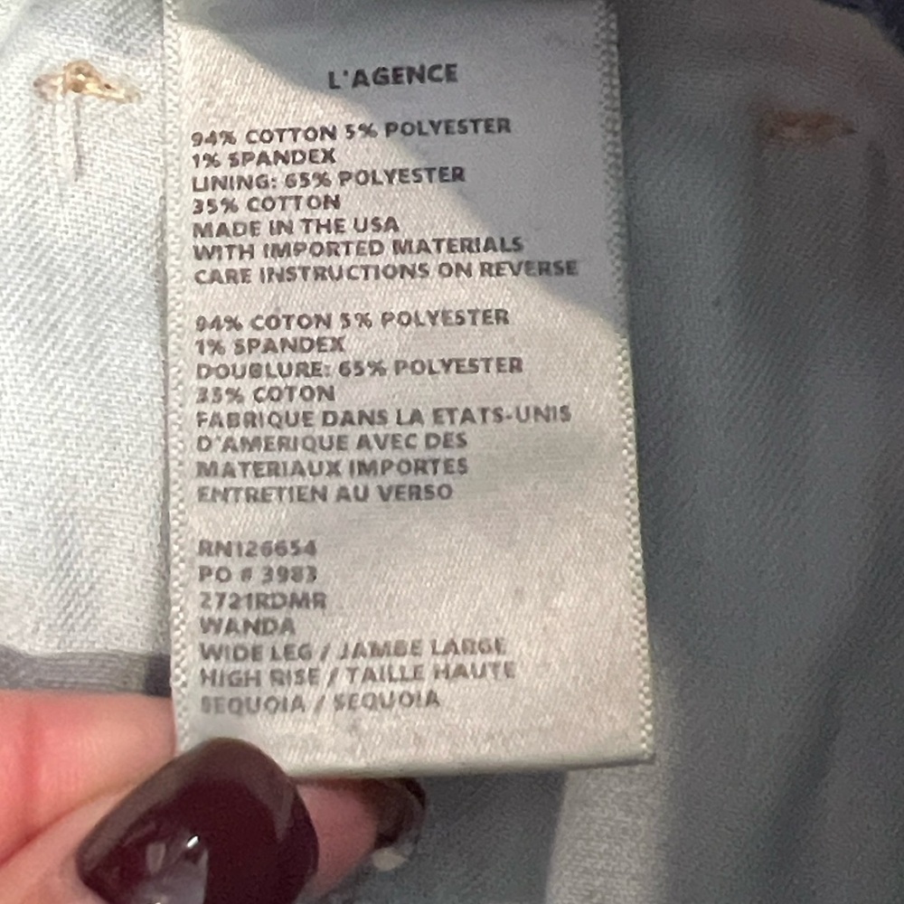 L’agence Wanda blue wide leg raw hem jeans size 25 - Picture 7 of 8